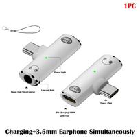 Fast Charging USB Type C Audio Adapter 2 in 1 USB-C Earphone Converter NEW balta