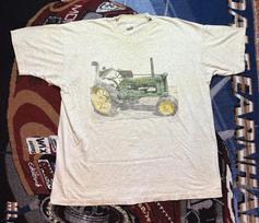 Vintage John Deere Tractor Shirt Men’s 2XL FOTL 80s Distressed Gray 4XL