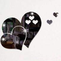 High Quality Beautiful And Durable 3D Mirror Love Hearts Wall Sticker Decal DIY Home Room Removable Art Mural Decoration juoda