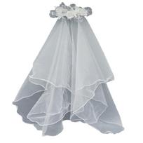 Sophisticated White Bridal Veil Double Layer with Artificial Pearls Edge Fashionable Wedding Veil For Bride 1 balta