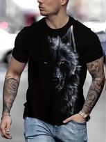 New Retro Style 3D Wolf Print Men's T-shirt Summer Daily Men's Casual T Shirt Outdoor Street Men Fashion Street Short Sleeve Tee XXS