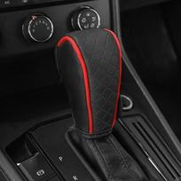 Aukštos kokybės automobilio pavarų svirties dangtelis Kvėpuojanti karvės oda Neslystantis Atsparus dilimui Universalus Automatinės pavarų dėžės apdangalas Automobilio dekoracija raudona
