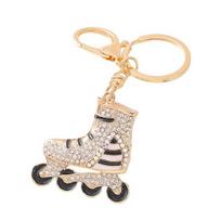 Striped Roller Skates Keychain Alloy Key Ring Backpack Schoolbag Hanging Decoration Bag balta