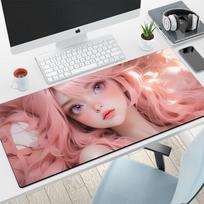 Large Mouse Pad, Office Gaming FPS Smooth Pad, Anime Style Chinese-Inspired High-Quality Desk Mat , Premium Feel, 800*300*2mm, Pink Hair Girl Desig