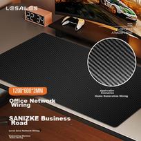 LESAILES Carbon Fiber Leather Mouse Pad, Extra Large Size, Waterproof Non-Slip Office Computer Desk Pad for Home Use, Black, 1200*600*2mm