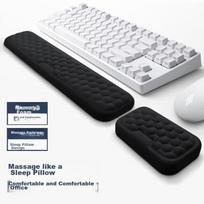 KPTE 104-Key Keyboard And Mouse Pad, Wrist Support, Memory Foam Wrist Cushion, 87/68 Key Keyboard Tray Set, Large Size - Black