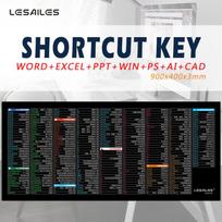 LESAILES Large Mouse Pad with Shortcut Keys, Thickened Edge, Office Computer Desk Mat 900*400*3mm