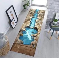 3D Švytintis krioklio kilimas Švytinčio kaskado akmens uolos spaudinio takelis Eteriškai mėlynas srautas Neslystanti grindų danga Namų zonos kilimas 40x60cm