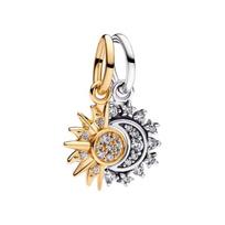 Pandora Sun and Moon Combination Sun and Moon Gold Plated Necklace/Pendant Women's Gold/Silver 763585C01 sidabras
