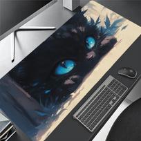 1pc Blue Eyes Black Cat Anime Mouse Pad Big Large Desk Mat Non-Slip Rubber Base Light Gaming Room for PC Computer Laptop Unisex 30cmx60cm(11.8x23.6inch)