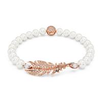 Swarovski Idyllia Feather Decoration Rose Gold Plated Bracelet Unisex Couple Style White 5663480 auksas