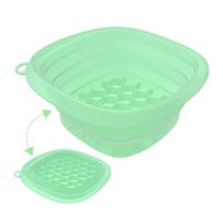 New Foldable Face Ice Bath Bowl Built-in Ice Tray Silicone Skincare Washbasin Cold with Lid Face Dipping Bowl for Women Girls žalia