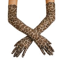 55cm Ilgio Leopardinės Tinklelio Pirštinės Plonos Vakarinės Pirštinės Madingos Disco Pirštinės Operos Scenai leopardas