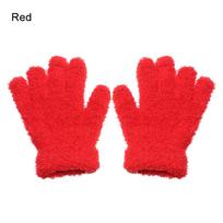 0-11 Years Old Winter Lovely Baby Cartoon Full Fingers Kids Gloves Coral Plush Mittens Candy Color raudona