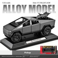 1/32 mastelio Tesla sunkvežimio žaislas Visureigis lydinio automobilis Metalinis modelis su garsu ir šviesa Atitraukiamas žaislas Vaikams Dovana Gimtadienio dovana Cyber pilka