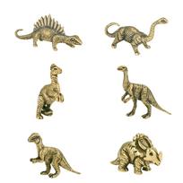 6 vnt. Juros periodo dinozaurų rinkinys Žalvarinė stalo puošmena Kardadrakonis Triceratopsas Metalinės figūrėlės Vintažinė namų puošmena Suvenyras