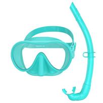 PooLean Silicone Snorkeling Set with Foldable Snorkel žalsvai mėlyna
