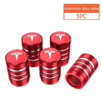 sdlzm3 5PCS High Quality Car Automobile Wheel Tire Valve Cap decorative Accessories For Tesla Model 3 Model S X Model Y Roadster SpaceX raudona