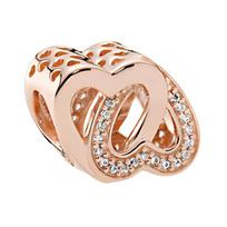 Pandora Double love intertwined design metal necklace/pendant women's rose gold 781880CZ auksas