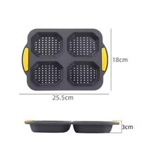 Silicone Hamburger Bun Pan With 4 Cavity Non-Stick Bread Loaf Pan Mould For Buns Loave black