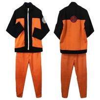 Uzumaki Akatsuki Cosplay Berniukams Mergaitėms Uzumaki Švarkas Kelnės Galvos juosta Perukas Rekvizitai Vaikas Uniforma Kunai Helovino Kostiumas 110 oranžinė