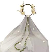 Women Hairband Long Tulle&Flower Shape Hair Hoop Wedding Ceremony Hairband 1