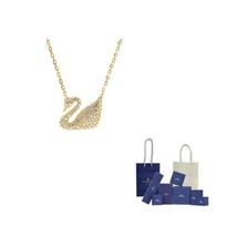 Swarovski dirbtinio kristalo akmuo, paauksuoti karoliai moterims, auksiniai F-Original Brand Box And Bag auksinė