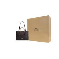COACH Maggie dengto drobės pirkinių krepšys, rankinė, didelė moteriška, smėlio spalvos Gift Box Set (Basic Set + Yellow Gift Box) gelsvai ruda