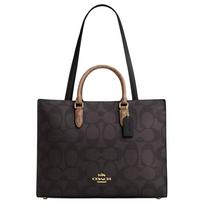 COACH Maggie dengto drobės pirkinių krepšys, rankinė, didelė moteriška, smėlio spalvos Basic Set (Bag + Dustproof Bag) gelsvai ruda