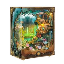 DIY Book Nook Wooden Miniature Model Kits Underwater World Bookend 3D Puzzle With Light Bookshelf for Friends Birthday Gifts