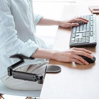 SANWA Ergonomic Arm And Elbow Rest, Mouse Pad Wrist Support, Desktop Hand Holder, Lazy Support, Height Adjustable, Black, Single Pack DESA06