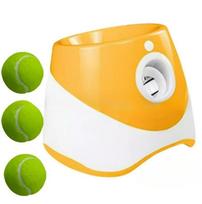 Automatic Dog Ball Launcher Interactive Dog Toy, Indoor Outdoor Pet Fetch Toy 3 Distance Modes, Rechargeable with 3 ETPU Balls geltona