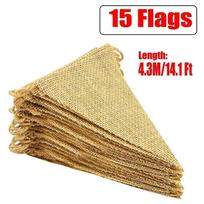 4.3M Length Burlap Pennant Banner 15 Pack Triangular Bunting Garland  Country Party Decorations 1bag(15 Flags)