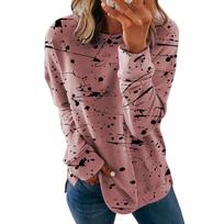 Jocoo Jolee Fashion Tie Dye Print Loose T Shirt Spring Long Sleeve O-Neck Oversized Tops Casual Oversized Streetwear S