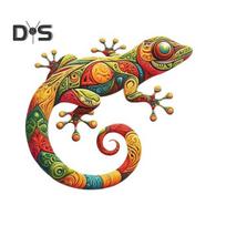 Sienų menas Geko dekoracija Metalinis driežas Sienų dekoracija Spalvingas prie sienos montuojamas gekonas sodui tvorai namams sodybos dekoras įvairiaspalvis