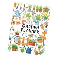 Colorful Floral Garden Planner Plant Care Watering Schedule Organizer Gardening Tools Illustrations For Home Gardener