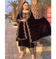 Indian Bollywood Viscose Velvet Salwar Suit Women Party Wear Designer Salwar Kameez Ethnic Wear M kaštoninė