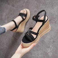 Fashion Woman Shoes Wedge With Platform Waterproof Leather Outdoor Sandals for Women Beige Original Summer 2024 Offers Sale H Luxury On 35