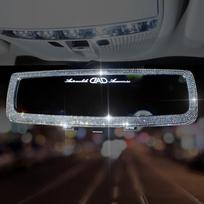 Automobilio galinio vaizdo veidrodėlis su krištoliniais deimantais, paprastas teleskopinis sagtukas, Bling galinio vaizdo veidrodėlis white diamond black