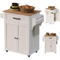 Balta virtuvės vežimėlė su darbo stalviršiu ir durelėmis, modernus loft stiliaus 60 cm