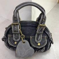 Nauja plauta džinsinė rankinė, Punk Retro vieno peties crossbody krepšys, Džinsinis krepšys, Moteriška rankinė juoda