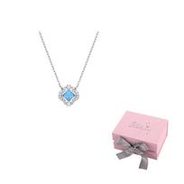 Swarovski Cubic Zirconia Necklaces Womens Blue F (One Size Fits All)-Pink bow gift box mėlyna