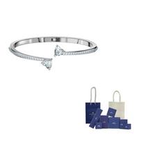 Swarovski Rhodium plated Bangles Womens S-Original Brand Box And Bag balta