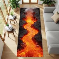 3D Magma Visual Effect Runner Rugs Fabric Is Comfortable Non Slip Easy Clean Perfect for Home Kitchen or Vacation Home Mat 40X120CM