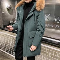 Vyriškas žiemos vienspalvis striukė Vyrai Storesnis Šiltas Vyrai Parkas Su gobtuvu Ilgas paltas Vilna Vyriškos striukės Viršutinė apranga Vėjui atspari Užpildyta Pūkinė Parka M tamsiai žalia spalva