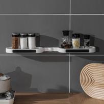 Punch-free Bathroom Shelves Revolving Rack Wall-mounted Foldable Corner Shower Storage Holder Kitchen Wall Rack Organizer LS