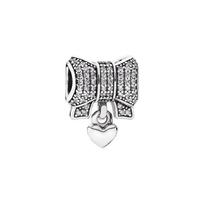 Pandora 925 silver zircon silver shiny bow beads for women 791776CZ sidabras