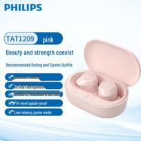 Philips TAT1209 Sport True Wireless Earbuds - Waterproof, Bluetooth 5.0, Stereo Sound, Long Battery Life, Black rožinė