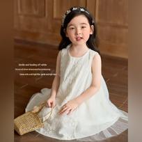LUSON Girls' Luxury Mesh Princess Dress 120 balta