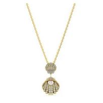 Swarovski Idyllia Pendant with Two Shells Crystal Necklace Women's Gold 5689197 auksas